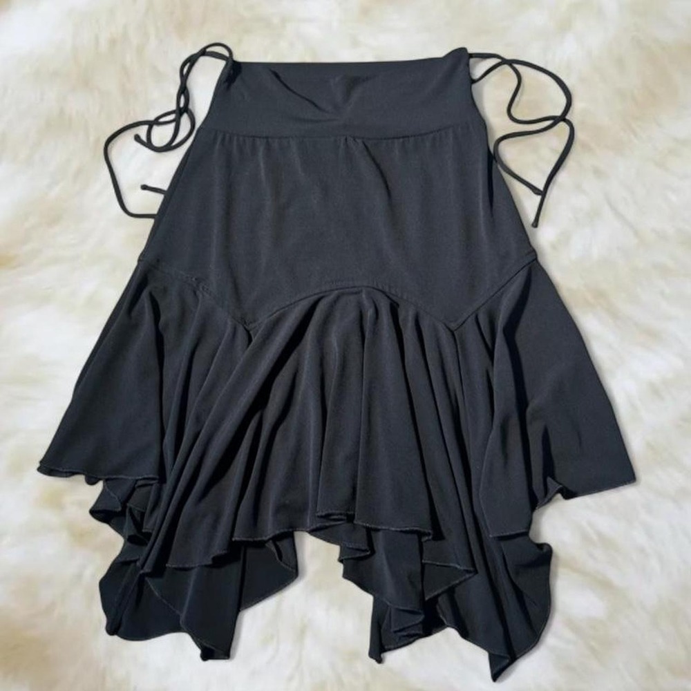 Byer Girl Black Asymmetrical Ruffle Skirt Fairy Y2K Handkerchief Hem Small